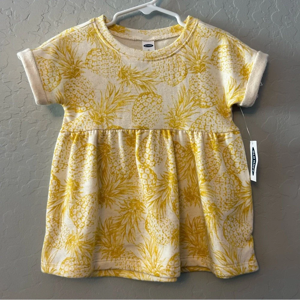 Old Navy yellow pineapple print short sleeve tunic top size 2T NEW